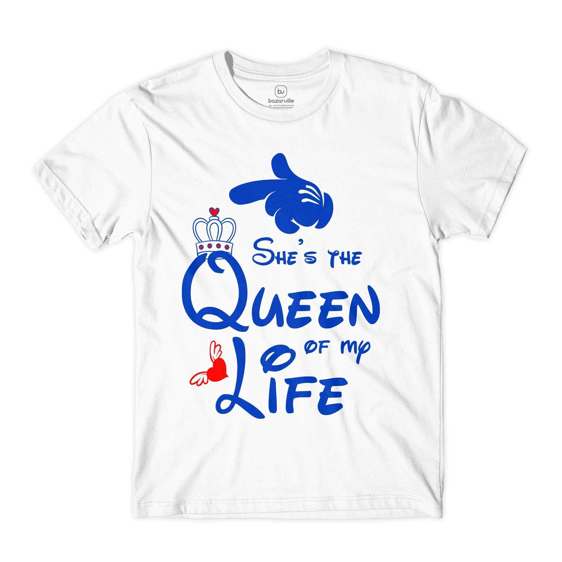Bazarville Couple Design White / MEN / XS King Queen Of My Heart - Couple Tee