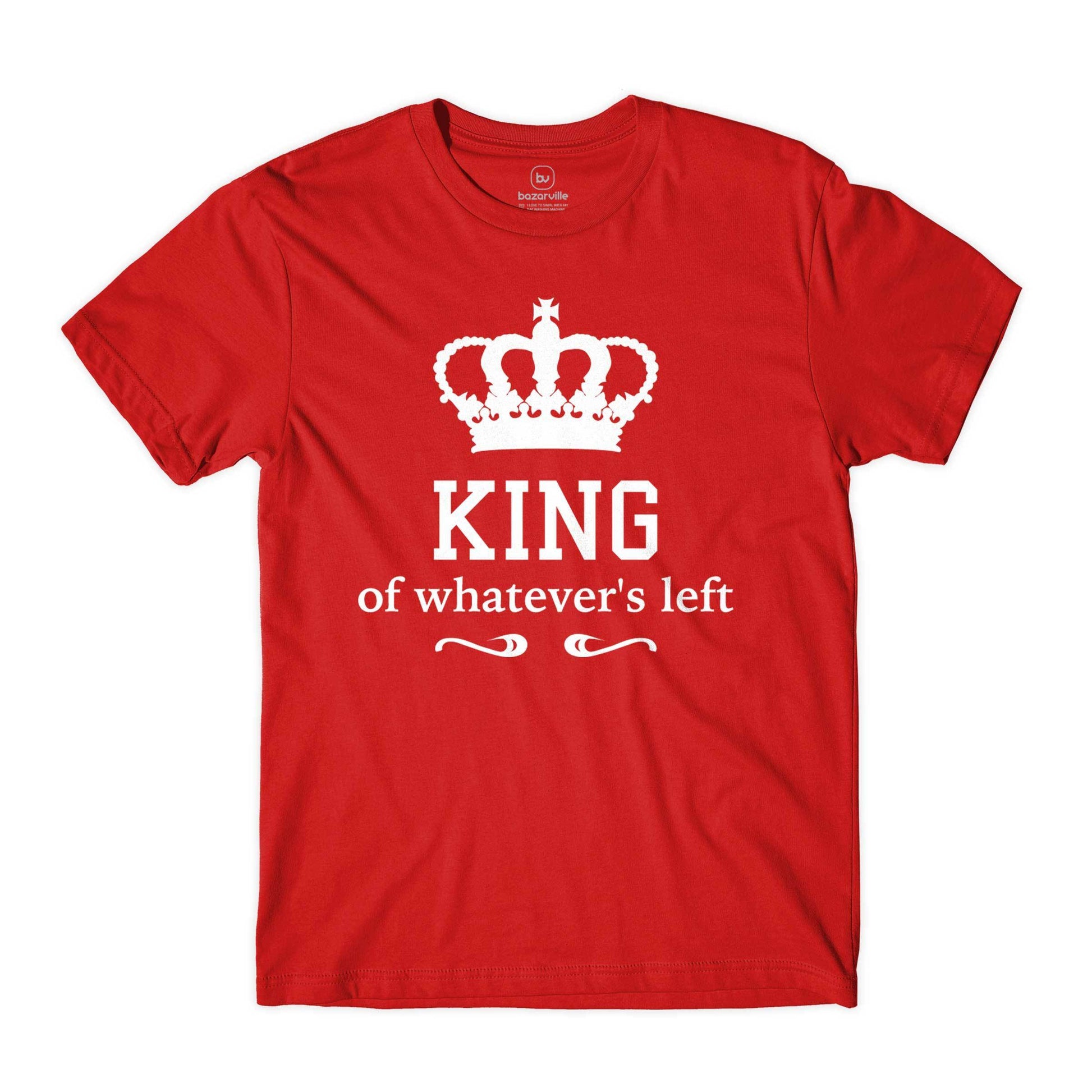 Bazarville Couple Design White Red / S King Queen - Couple T-shirt