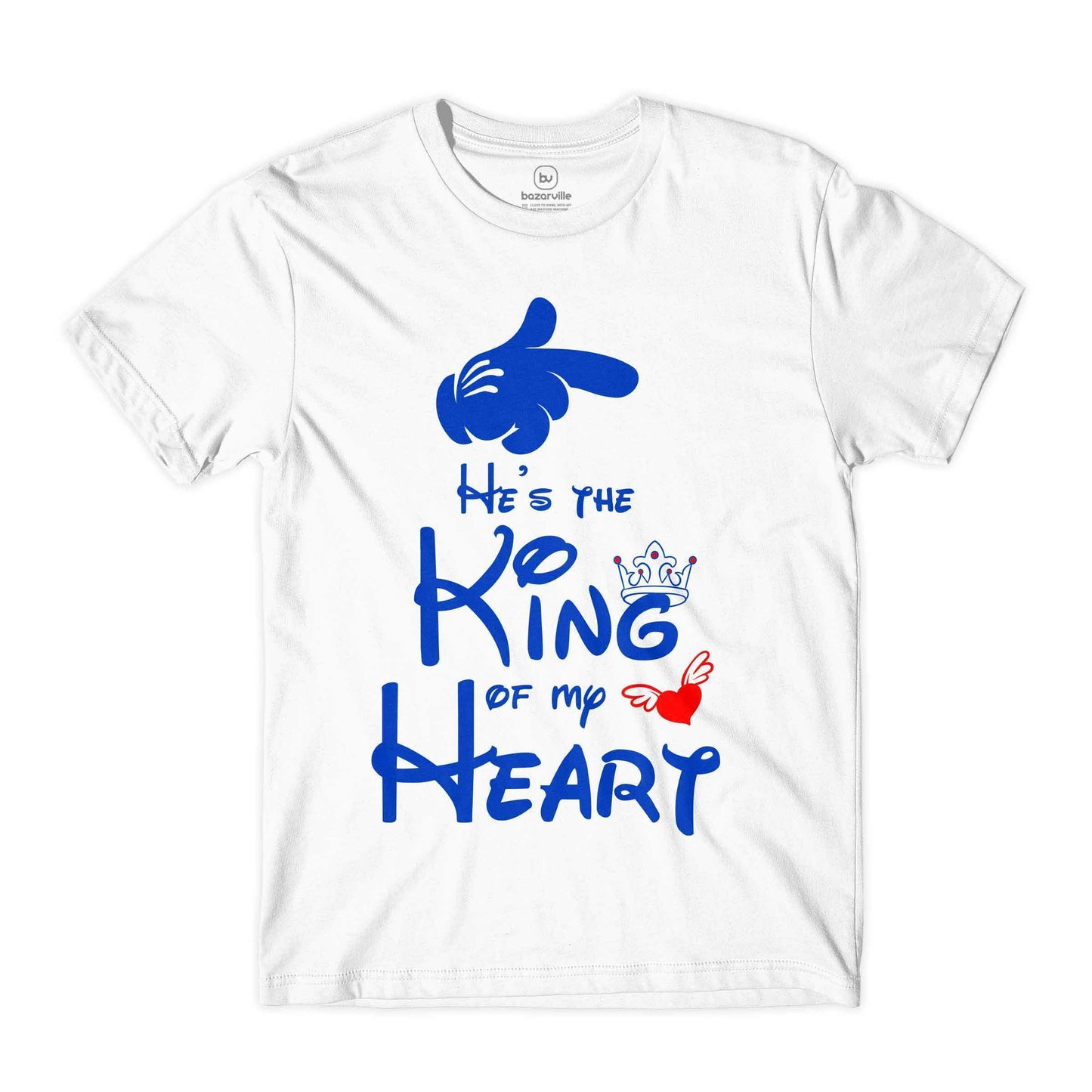 Bazarville Couple Design White / WOMEN / XS King Queen Of My Heart - Couple Tee