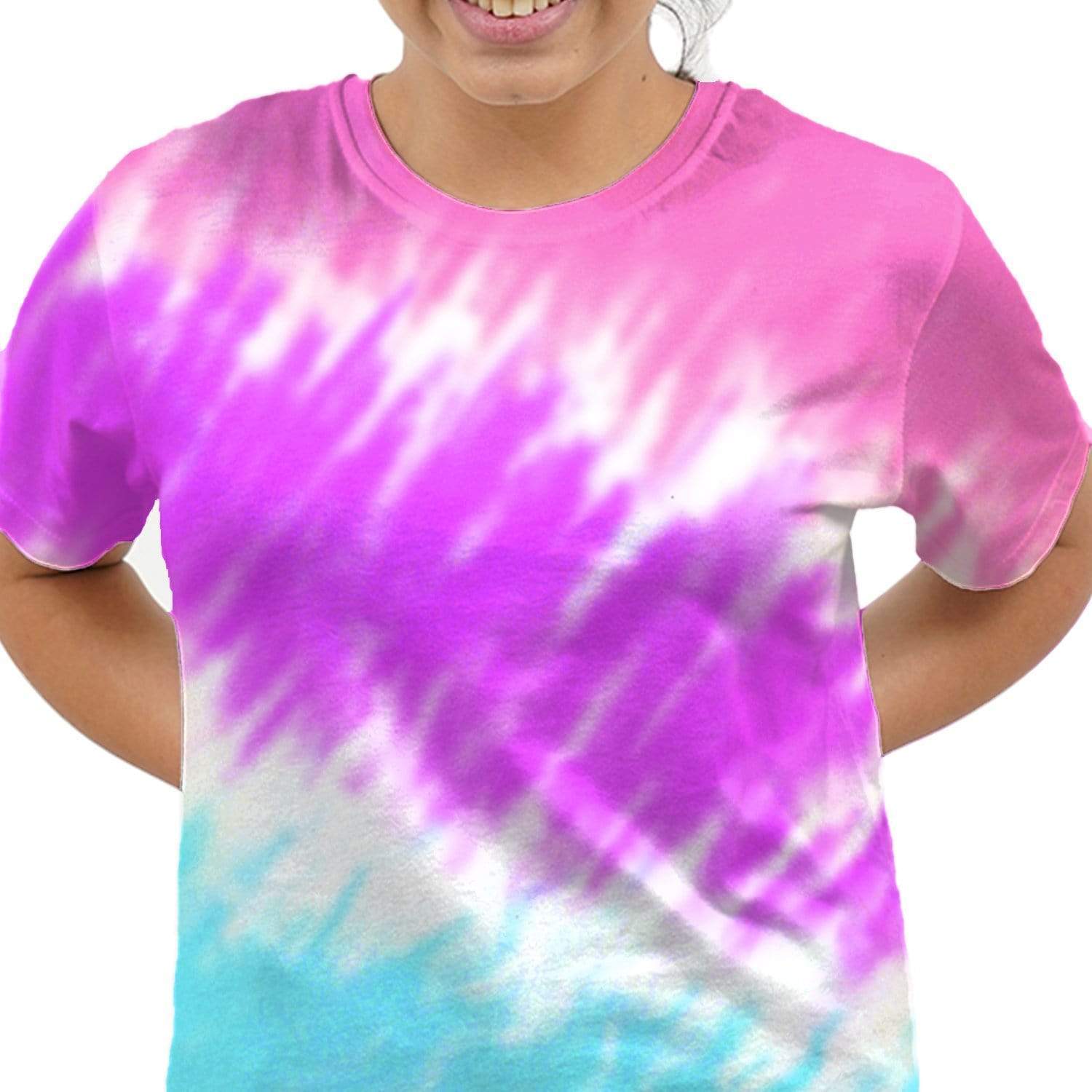 Bazarville Tie Dye Cotton Candy Tie Dye Girls Regular Fit Tshirt