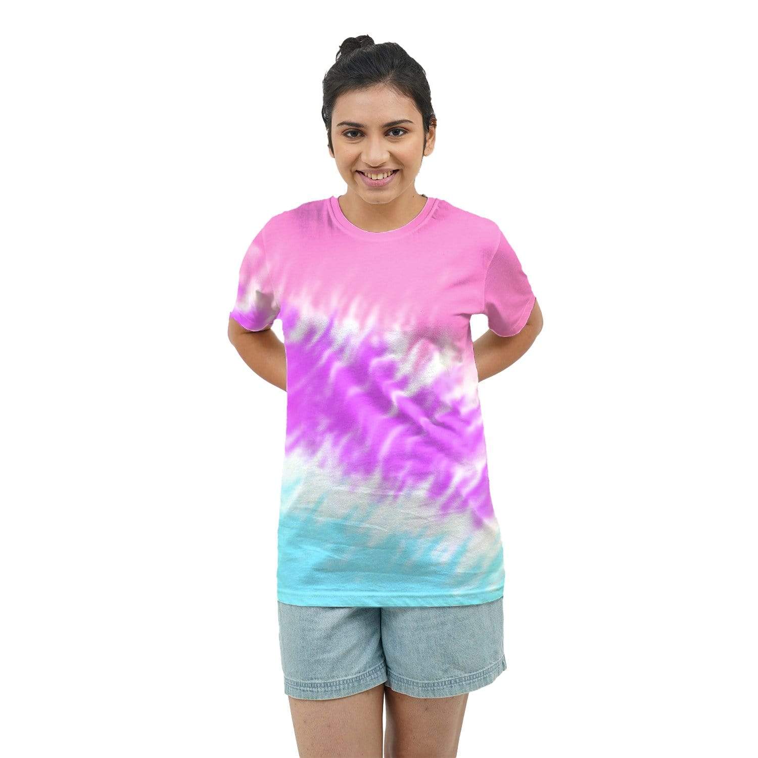 Bazarville Tie Dye Cotton Candy Tie Dye Girls Regular Fit Tshirt