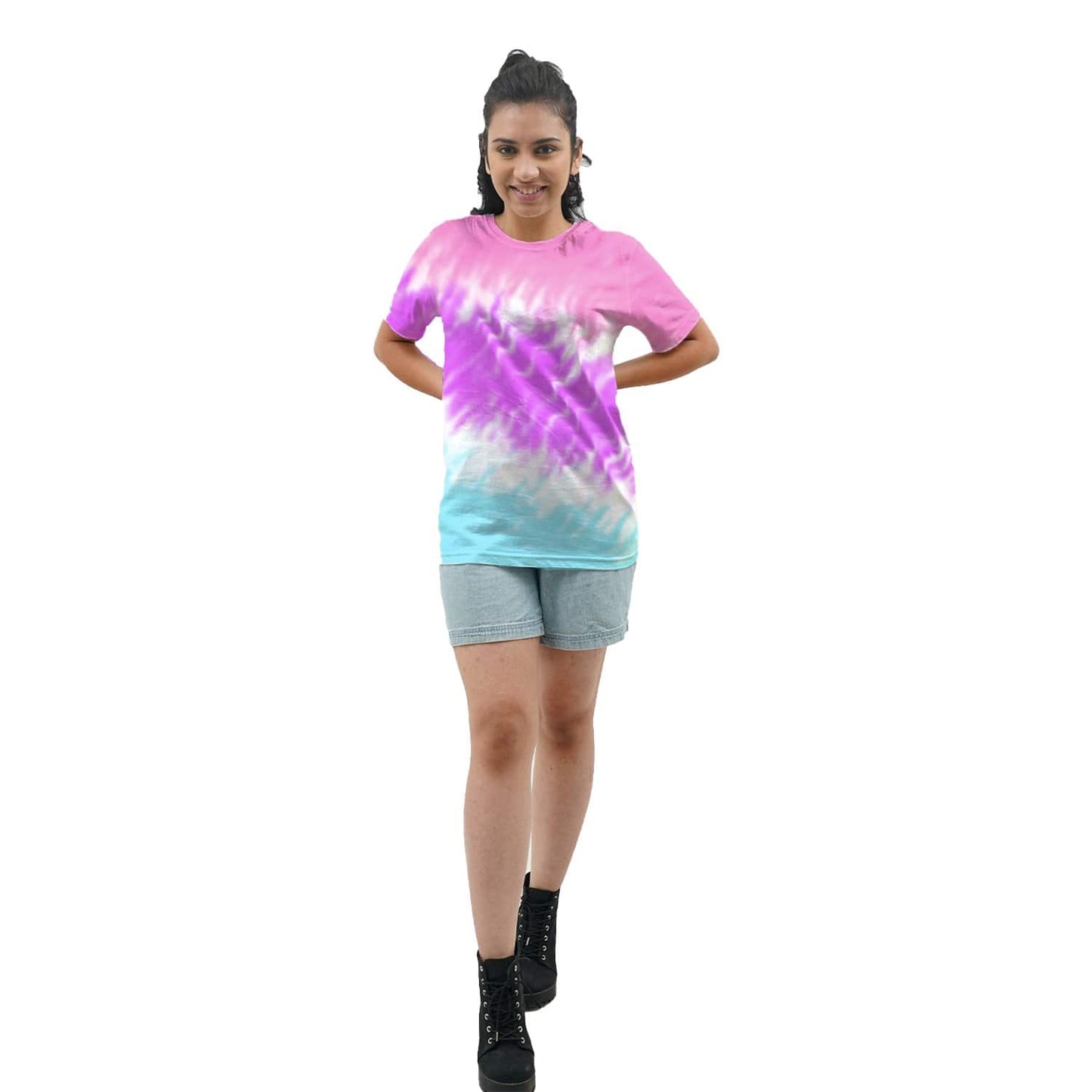 Bazarville Tie Dye Cotton Candy Tie Dye Girls Regular Fit Tshirt