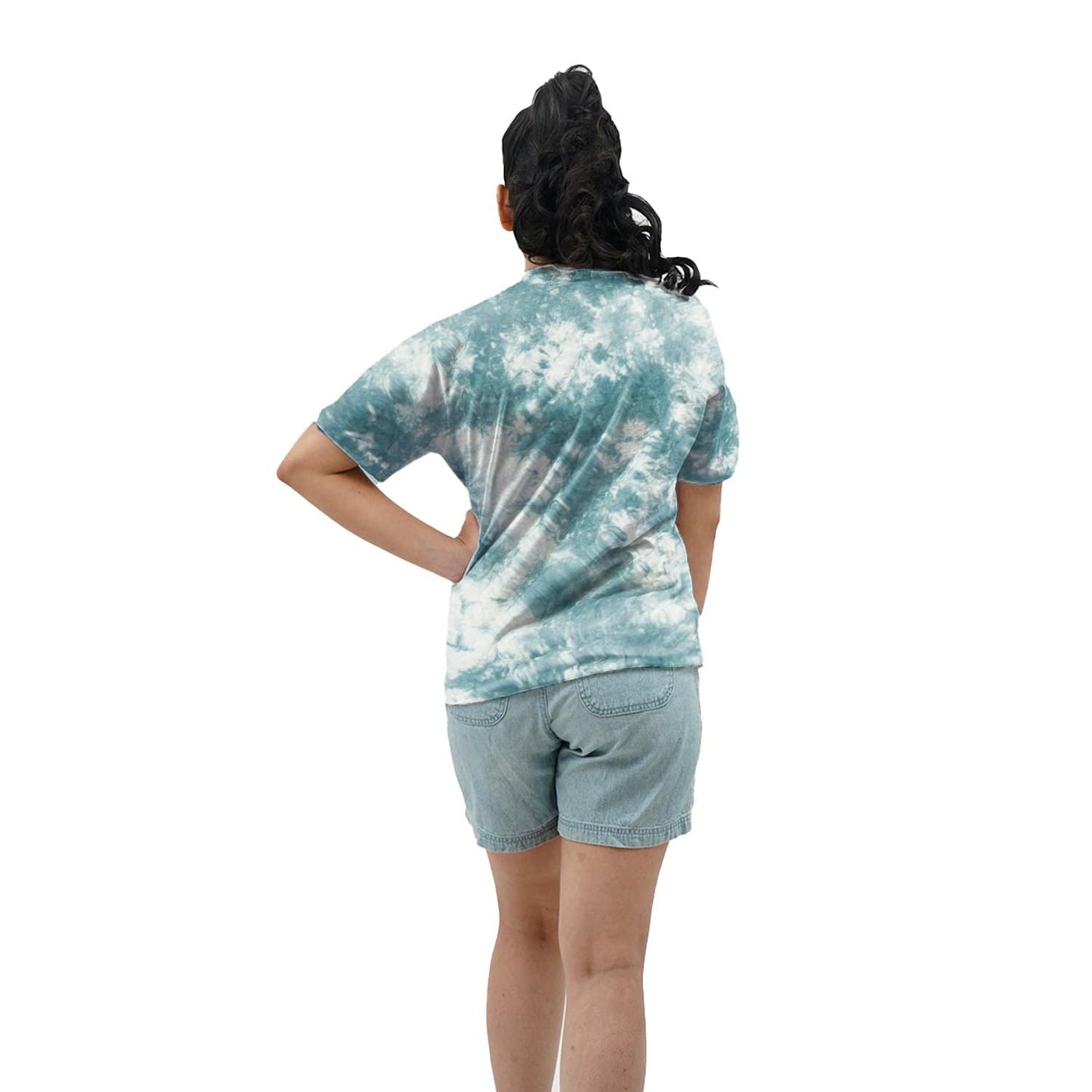 Bazarville Tie Dye Marine Green Tie Dye Girls Regular Fit Tshirt